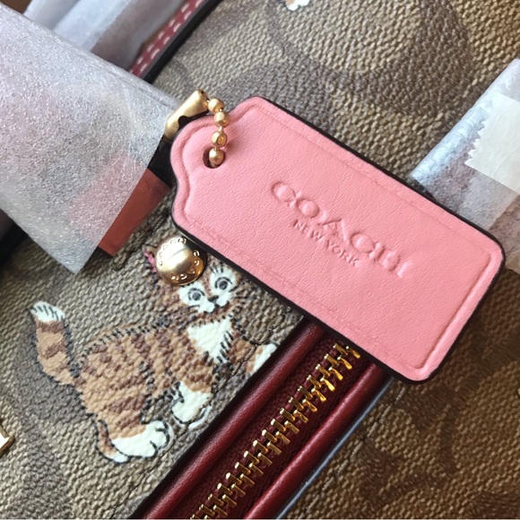 🐱❤️Coach Rowan Satchel In Signature Canvas With Dancing Kitten Print - Picture 6 of 12